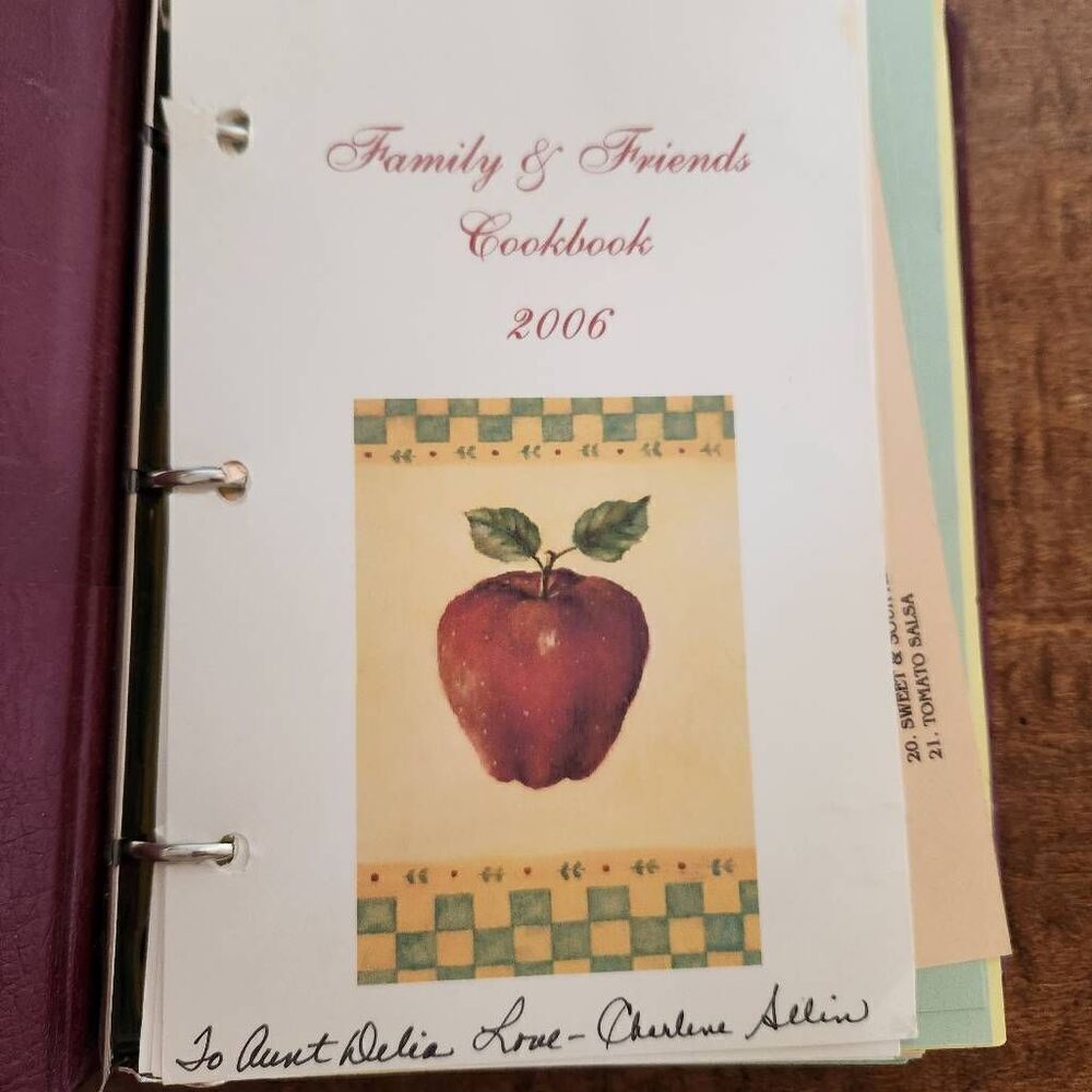 Family and friends cookbook 2006 binder filled with home recipes handmade